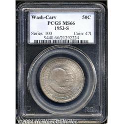1953-S 50C Washington-Carver MS66 PCGS. Medium