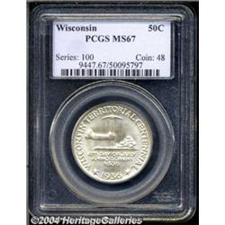 1936 50C Wisconsin MS67 PCGS. Light sky blue