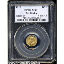 1916 G$1 McKinley MS61 PCGS. Rich amber-gold