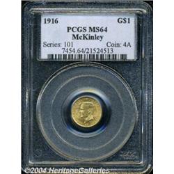 1916 G$1 McKinley MS64 PCGS. Uniform