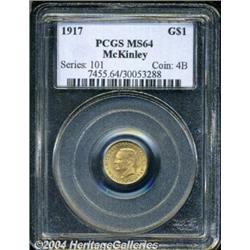 1917 G$1 McKinley MS64 PCGS. Lovely honey-gold
