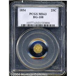 1854 25C Liberty Octagonal 25 Cents, BG-108,