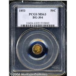 1853 50C Liberty Octagonal 50 Cents, BG-304,