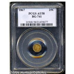 1867 25C Liberty Octagonal 25 Cents, BG-741,