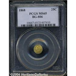 1868 25C Liberty Round 25 Cents, BG-806, R.3,