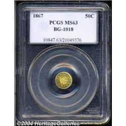 1867 50C Liberty Round 50 Cents, BG-1018, High