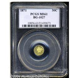 1871 50C Liberty Round 50 Cents, BG-1027, R.3,