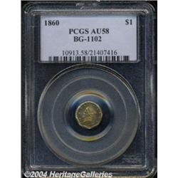 1860 $1 Liberty Octagonal 1 Dollar, BG-1102,