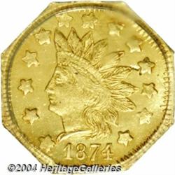 1874 $1 Indian Octagonal 1 Dollar, BG-1124,
