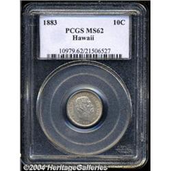1883 10C Hawaii Ten Cents MS62 PCGS. Light