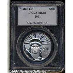 2001 P$100 One-Ounce Platinum Eagle MS68 PCGS.