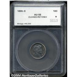 1895-O 10C Barber Dime AU55 Cleaned, Retoned