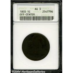 1803 1C Large Cent--Off Center--AG3 ANACS.