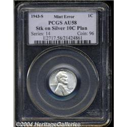 1943-S 1C Lincoln Cent--Struck on Silver 10C