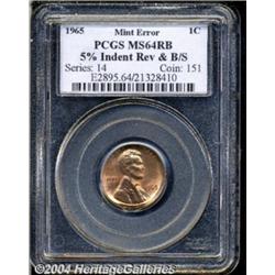 1965 1C Lincoln Cent--5% Indented Reverse &