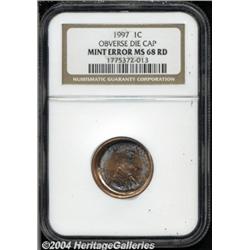 1997 1C Lincoln Cent--Obverse Die Cap--MS68