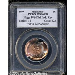 1999 1C Lincoln Cent--Huge Broadstrike, Double