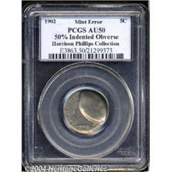 1902 5C Liberty Nickel--50% Indented