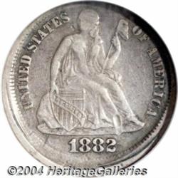 1882 10C Seated Dime--Broadstruck--VF35 NGC.