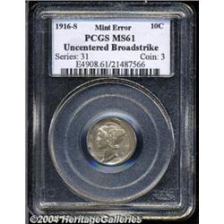 1916-S 10C Mercury Dime--Uncentered