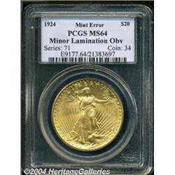 1924 $20 Double Eagle--Minor Lamination