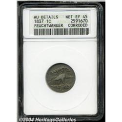 1837 1C Feuchtwanger Cent--Corroded--ANACS. AU