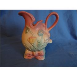 Hull pitcher, 5 1/2" h ; Hull vase, 7"; Hull 7" bucket w/handle
