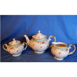 Porcelain tea set, Green Vintage Rose