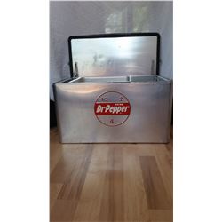 Dr. Pepper cooler with tray. 22" W x 13" H x 13" D