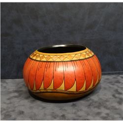 Southwestern-style hand decorated vessel, 4" h, Denise Pfau, maker
