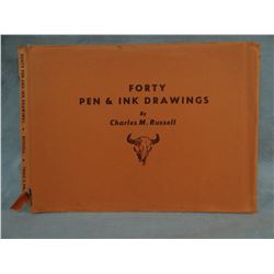 Russell, Charles, M. FORTY PEN & INK DRAWINGS, 1947, 1st, Ltd to 1000, scarce