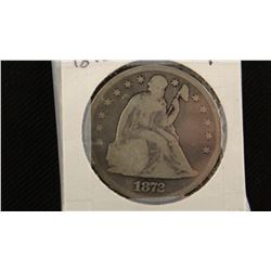 1872 P Seated Liberty silver dollar, vg