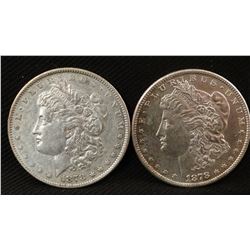 2 - 1878-S Morgan dollars, both fine