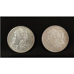 2 - 1890 Morgan dollars, one P, one S, both fine