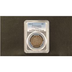 1855 O Seated Liberty half dollar, arrows at date, PCGS Genuine VF details, scratched