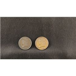 2 Classic or Turban Head half cents, 1833 and 1829, both fine