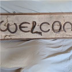 Welcome sign made with horseshoes 50 ½" x 13"