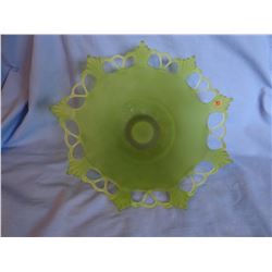 Westmoreland Glass fruit bowl, paper label and brass & copper tea set