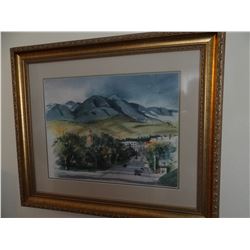 Margaret Hunter original water color, Main Street, Lewistown, MT, 12" x 16"