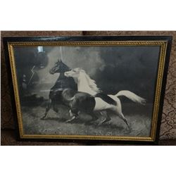 2 vintage horse prints, 14" x 20"