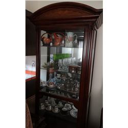 Mahagany china/curio cabinet, 80" h x 40" w x 16" d