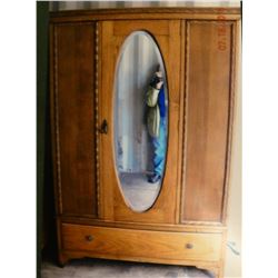 Oak wardrobe, beveled mirror