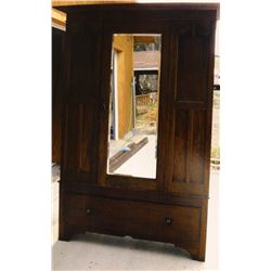 Oak wardrobe, beveled mirror