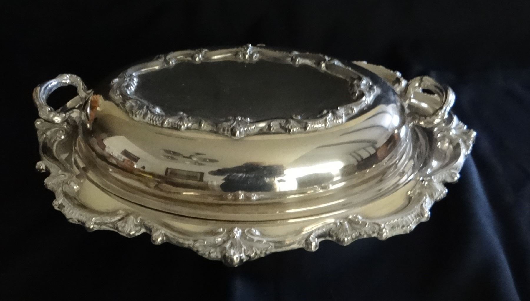 Gorham sterling silver cream/sugar set w/silver plated tray and Silver
