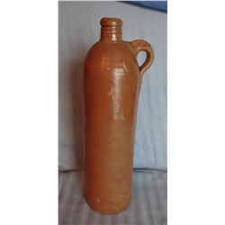 Solters, German water bottle, 12" h and 2 French Saxon China, 22 kt gold, pie plates, 7 1/2"