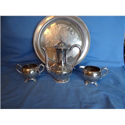 Sterling silver bowl, Reed and Barton and Silver plated tea service set