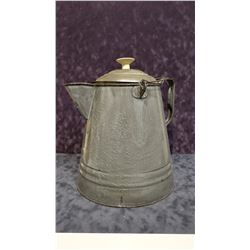 Granite-ware camp coffee pot, replaced lid knob