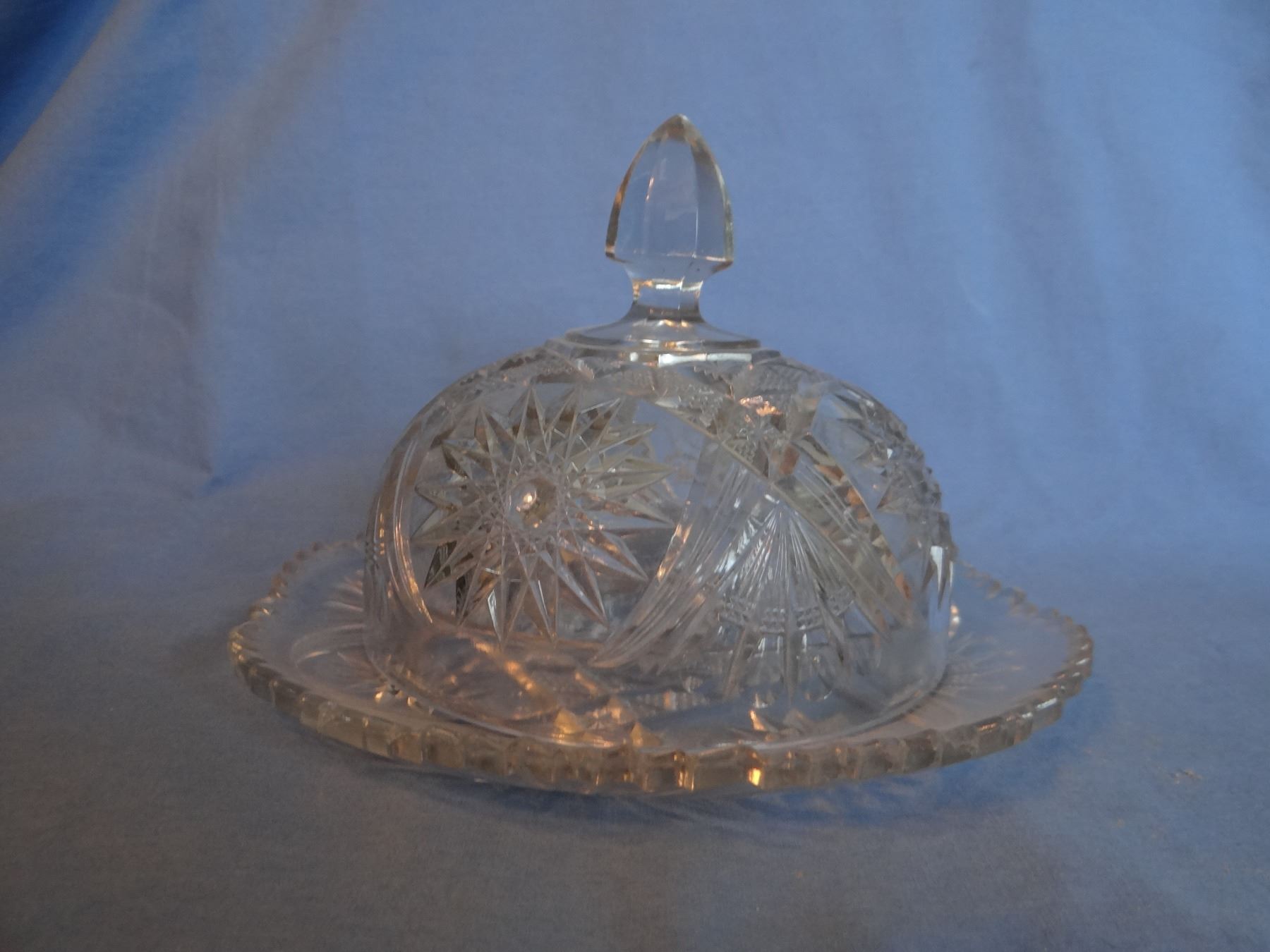 Crystal sugar and creamer set Crystal butter dish w/lid
