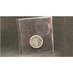 2 coins: 1853-P Seated Liberty dime, arrows at date, stars on front, fine and 1890-P Seated Liberty 