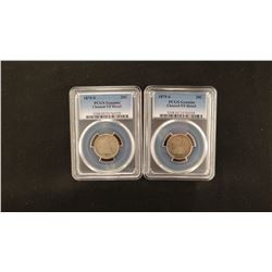 2 - 1875-S Seated Liberty 20 cent pieces, both cleaned